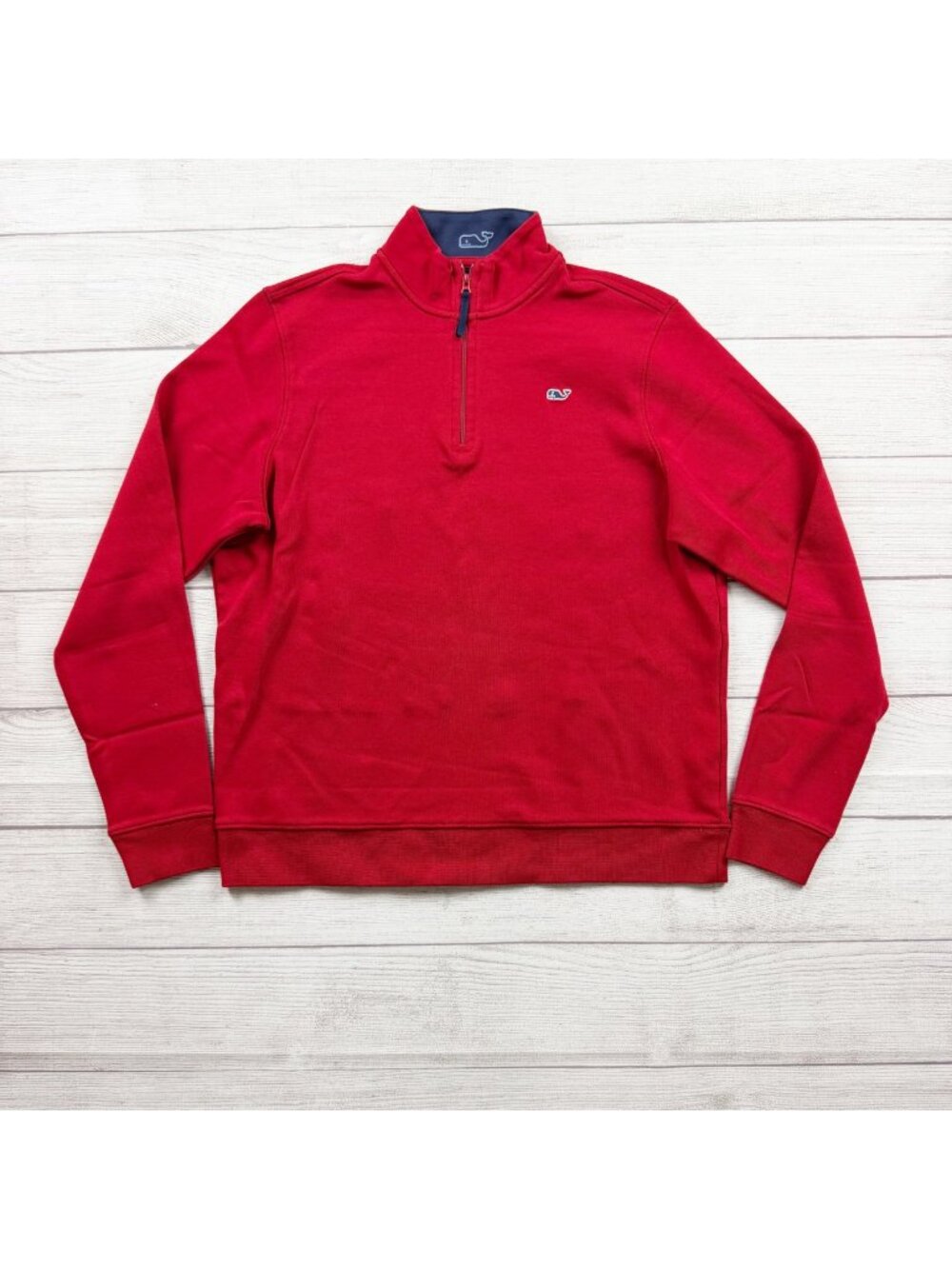 Vineyard Vines Boys Red Quarter Zip Pullover Sweatshirt Cotton Whale Logo XL 18